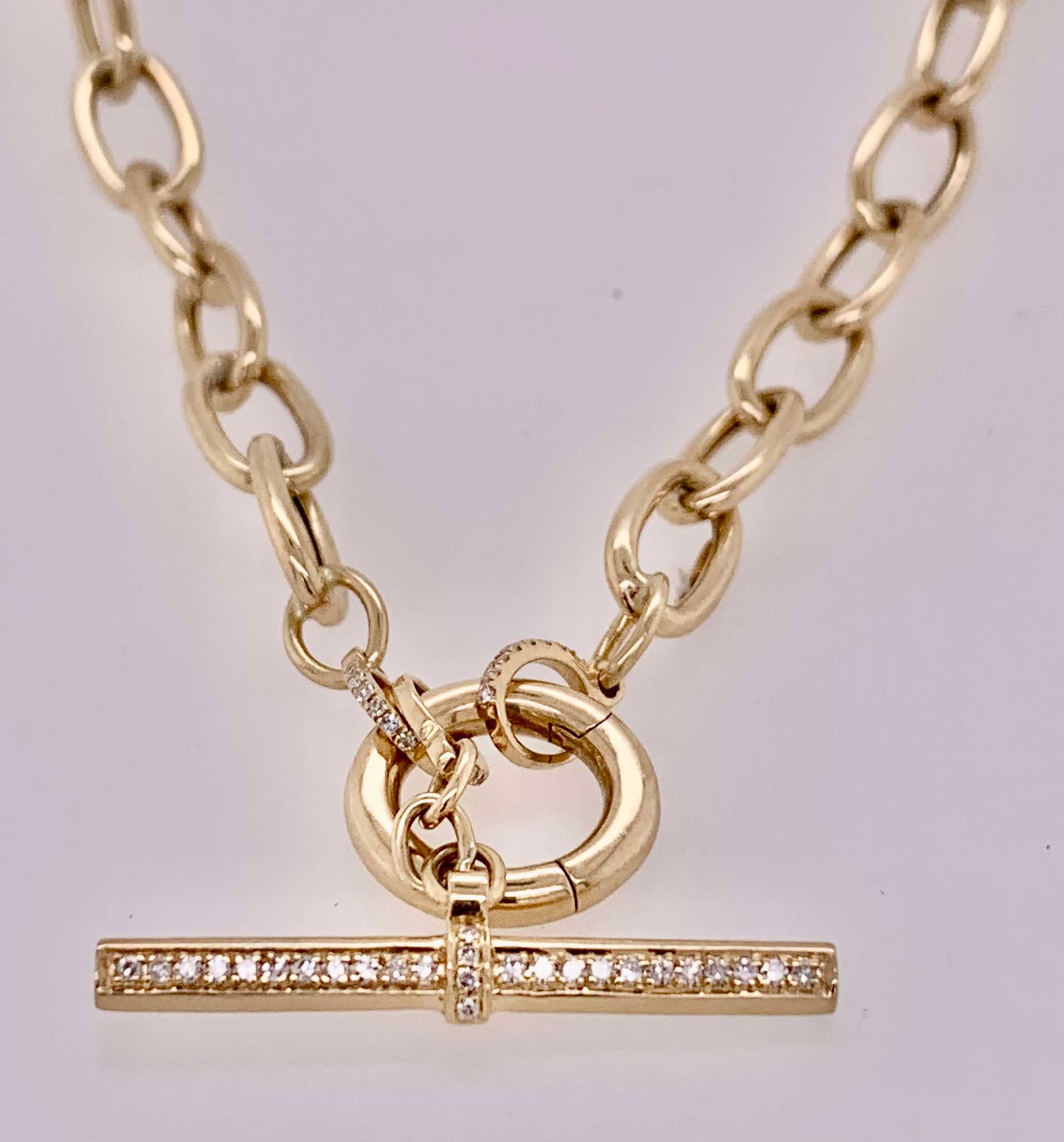 14K Charm Holder Necklace with Toggle