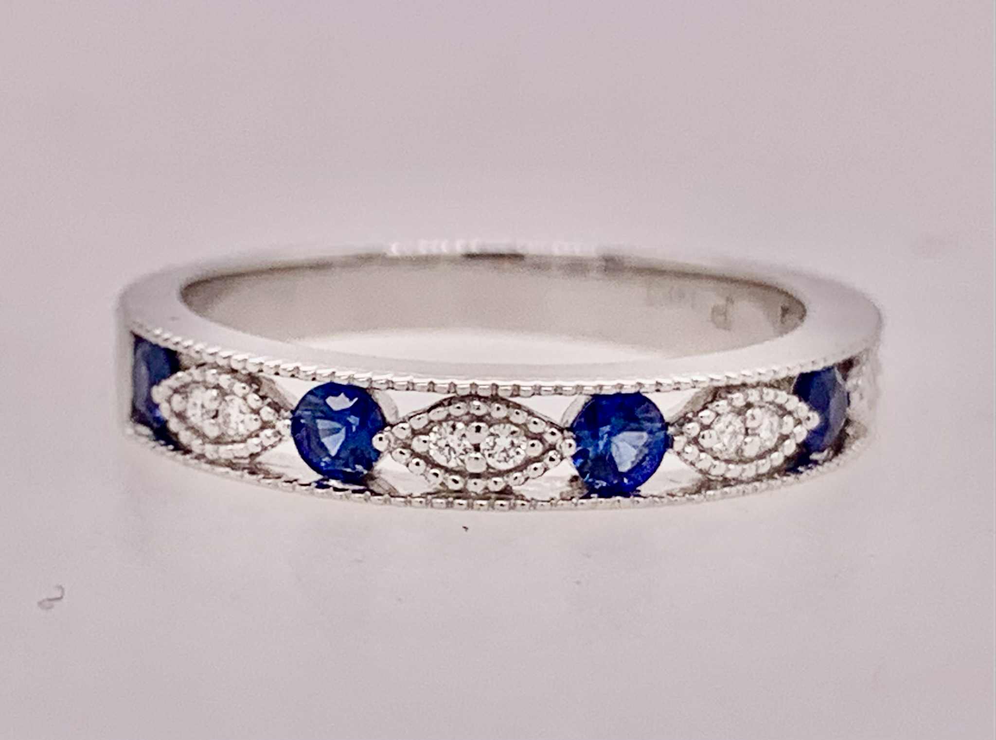 14K Diamond & Sapphire Band Ring