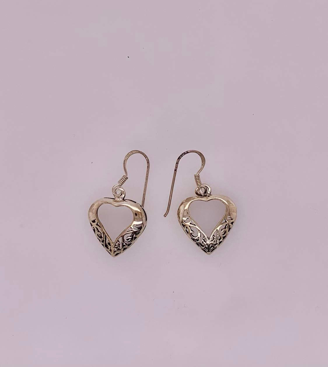 Estate Sterling Silver Heart Earrings