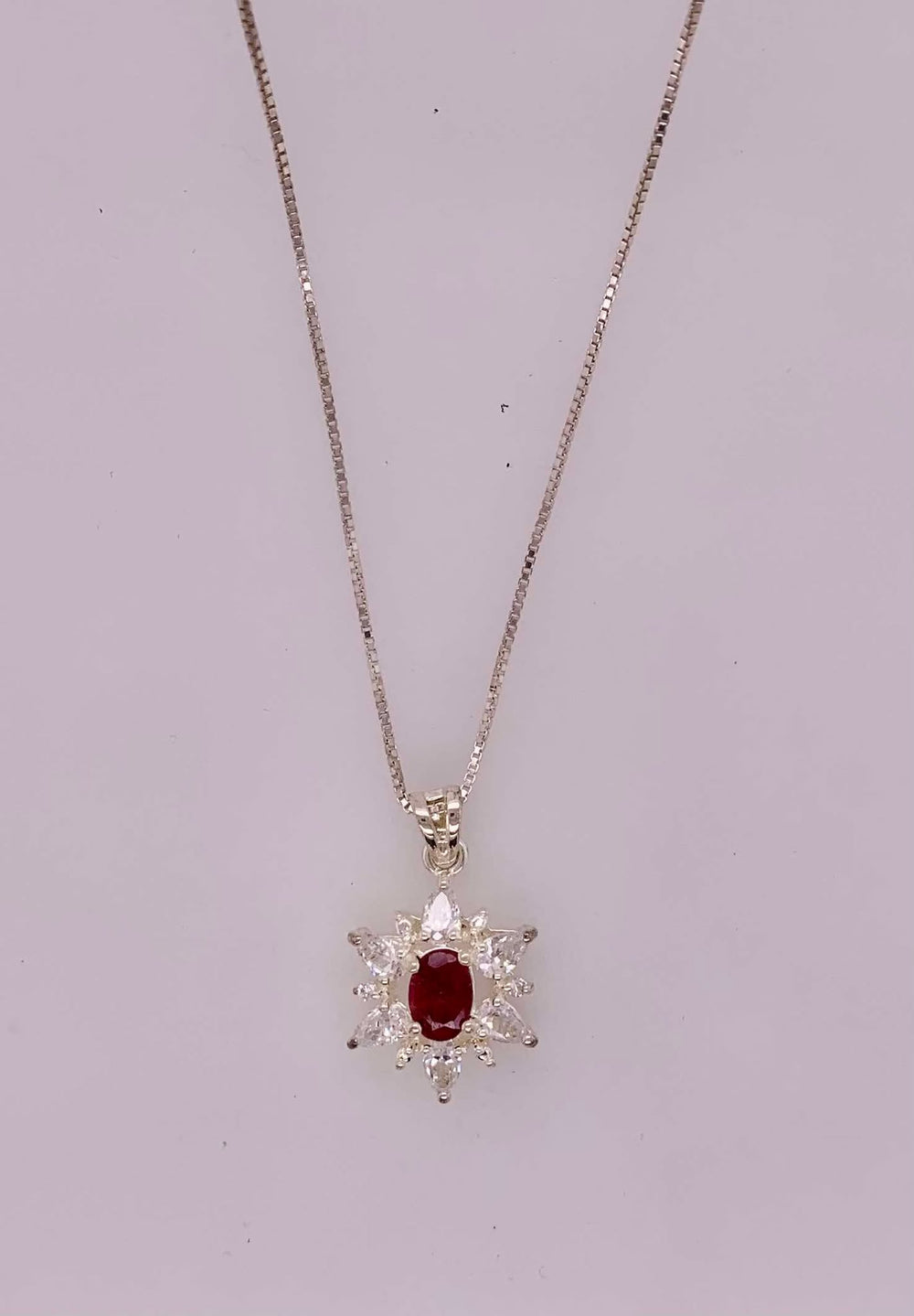 Sterling Silver Ruby and CZ Pendant