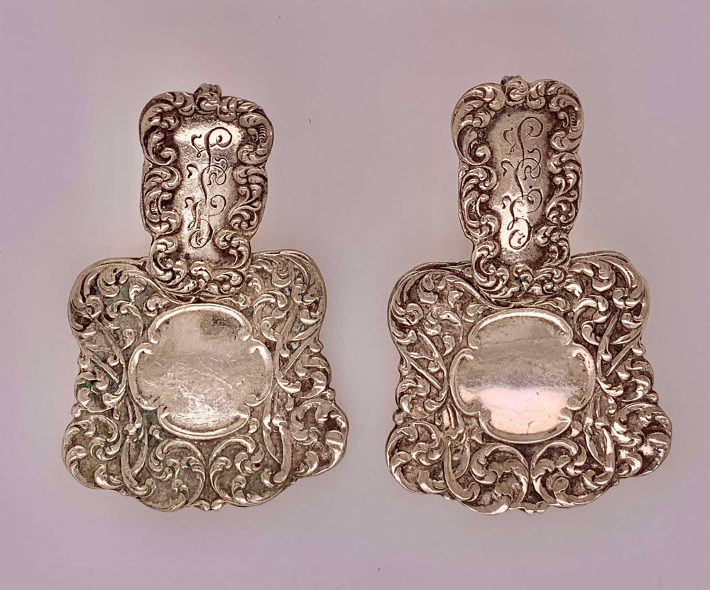 Estate Sterling Silver Luggage Tag Earrings