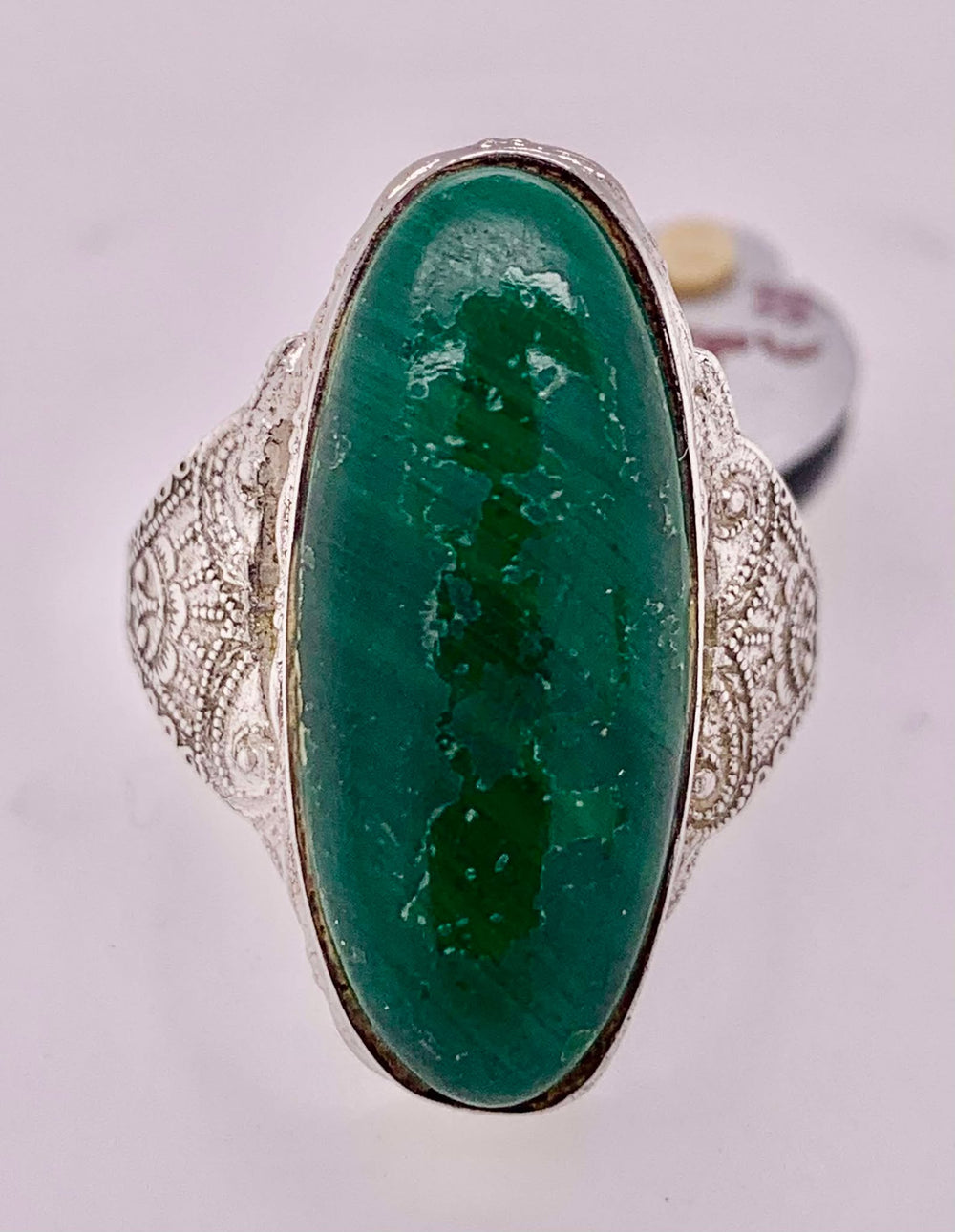 Estate Sterling Silver Malachite Ring