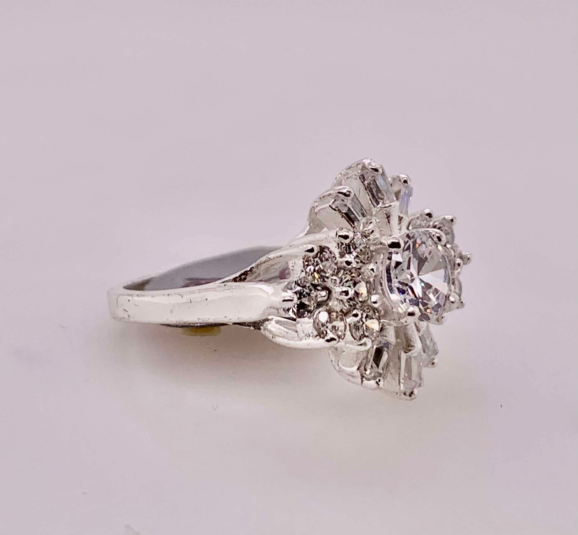 Sterling Silver Cubic Zirconia Cluster Ring