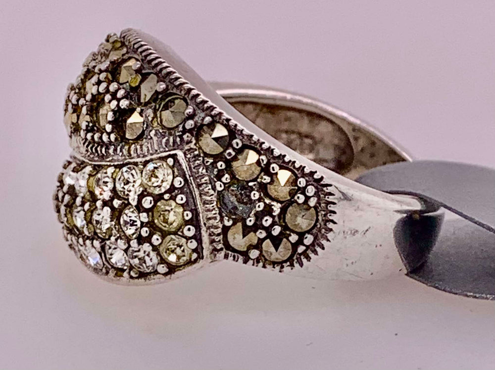 Sterling Silver Cubic Zirconia & Marcasite Band Ring