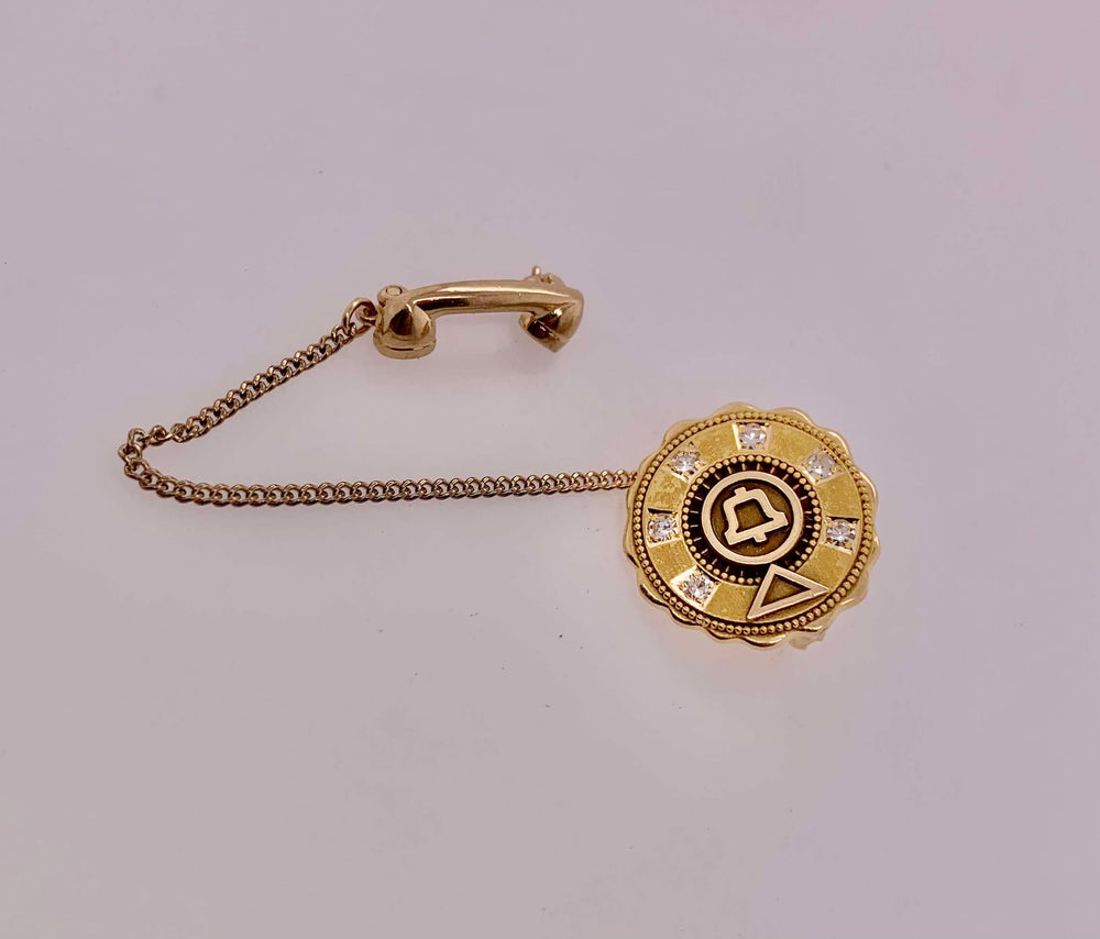 Estate 14K Diamond Bell South Pin