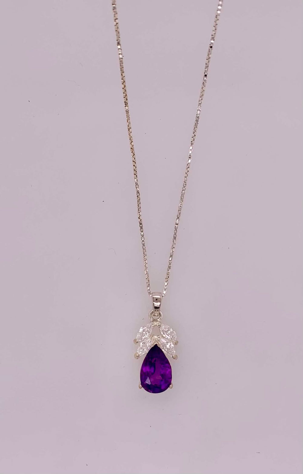 Sterling Silver Amethyst and CZ Pendant