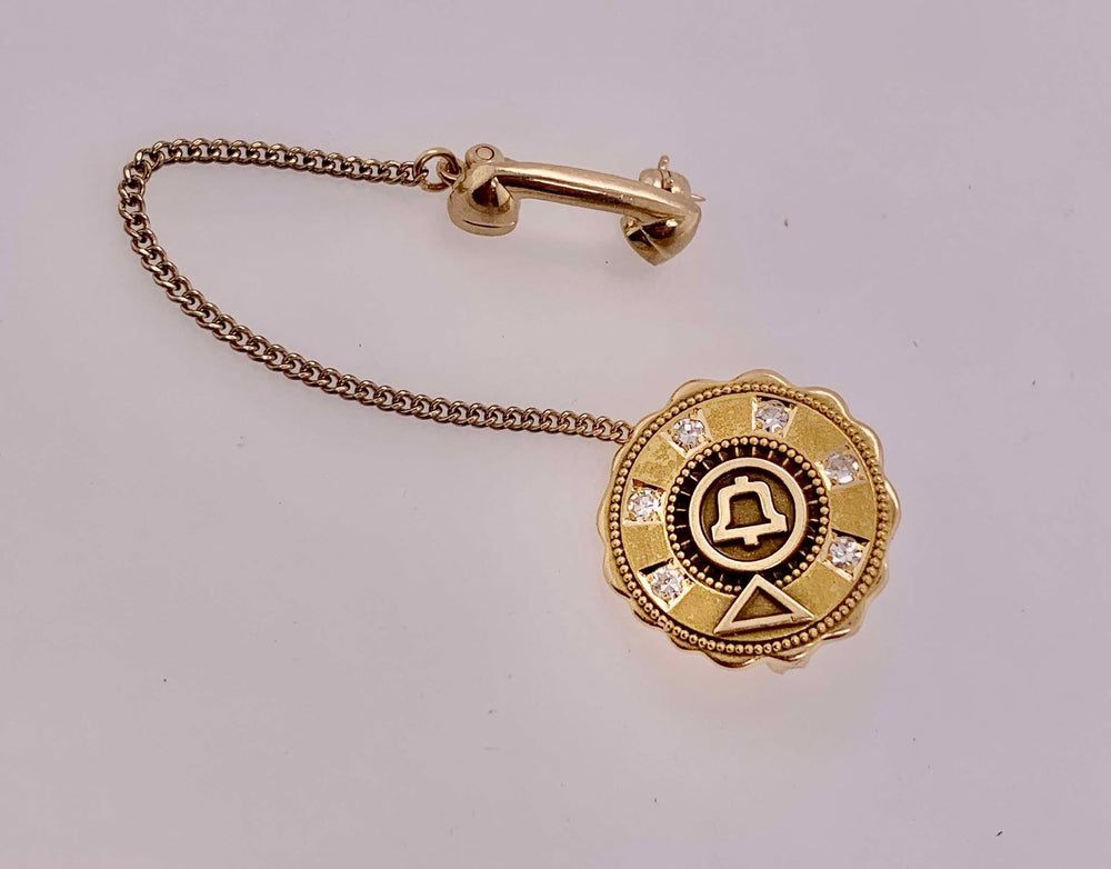 Estate 14K Diamond Bell South Pin