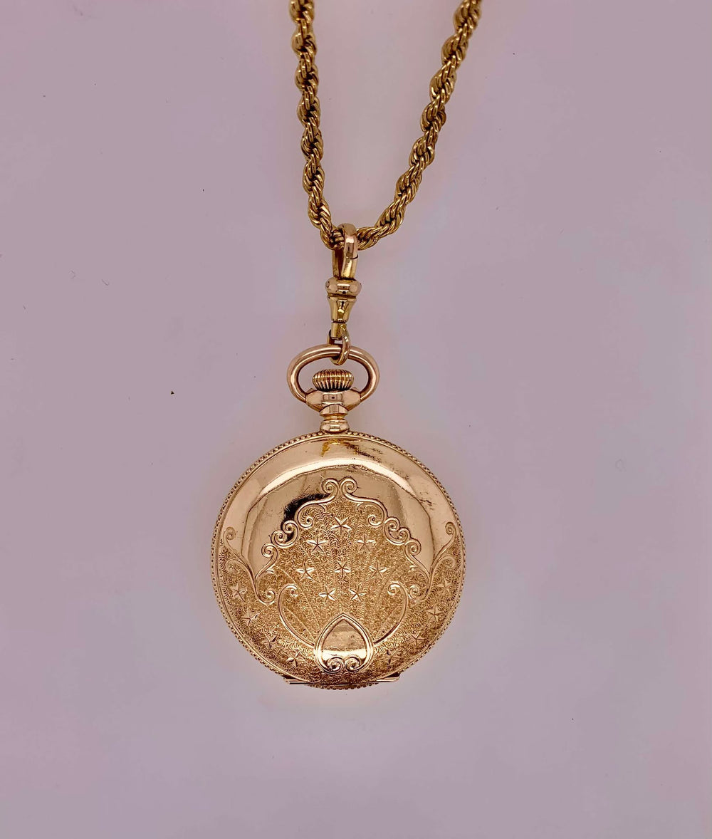 Estate Decorative Gold-Filled Pocket Watch Pendant