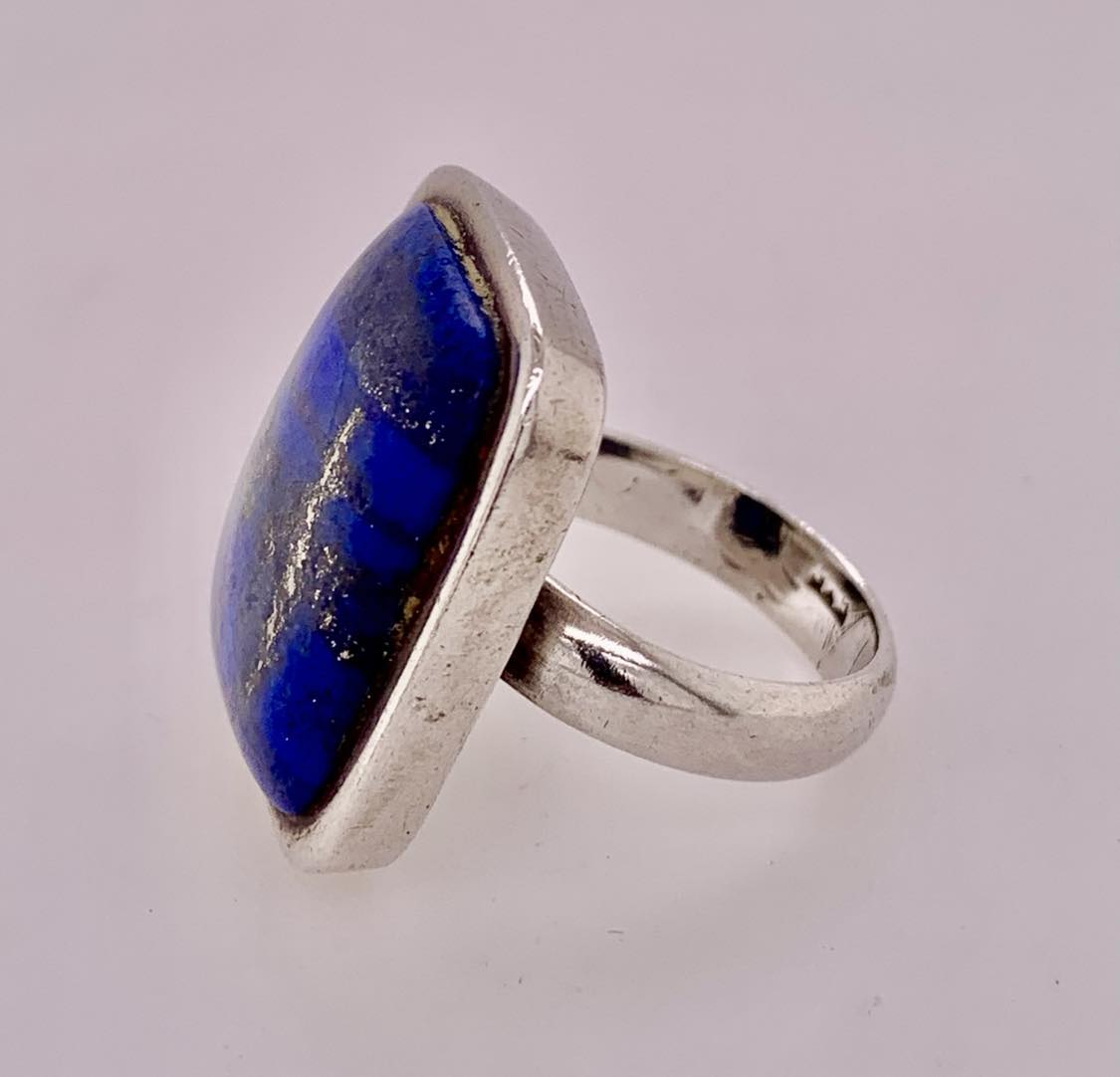 Estate Sterling Silver Synthetic Lapis Ring