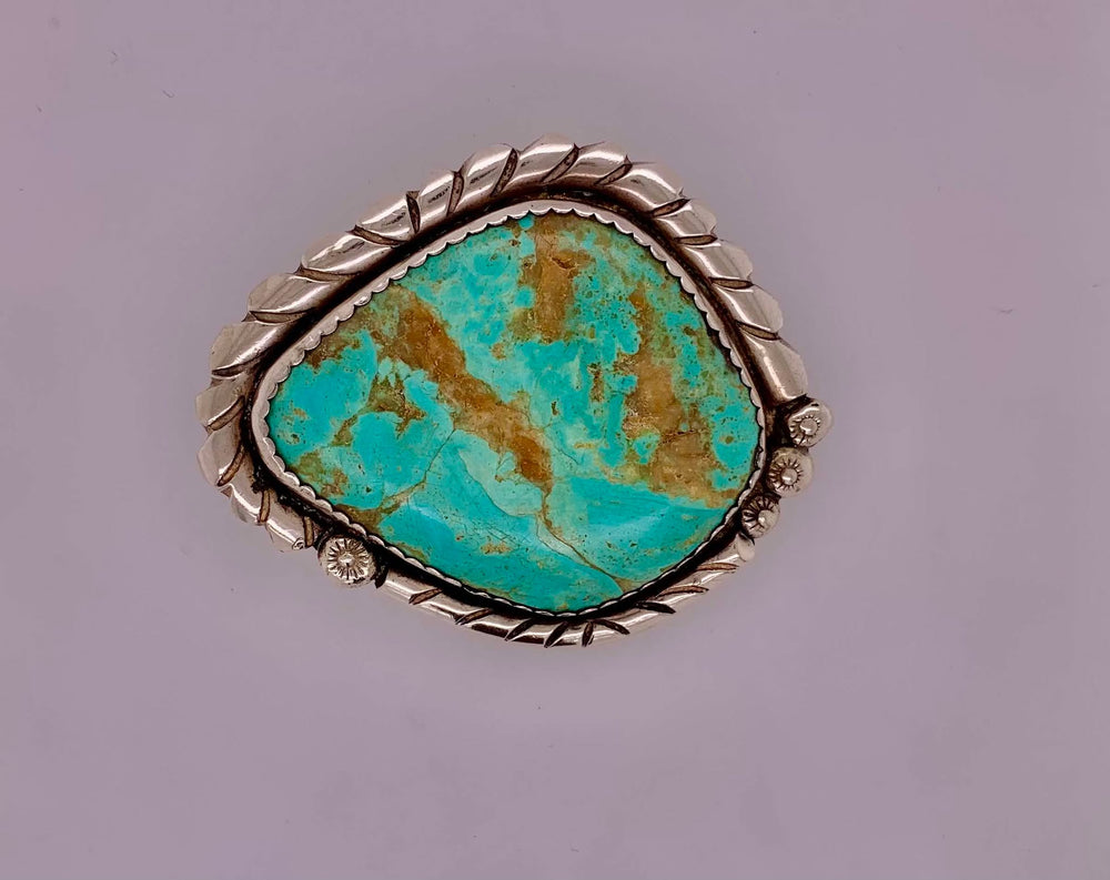 Estate Sterling Silver and Turquoise Scarf Clip