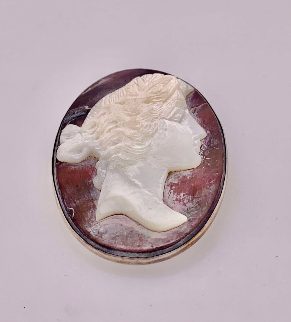 Estate Sterling Silver Cameo Brooch
