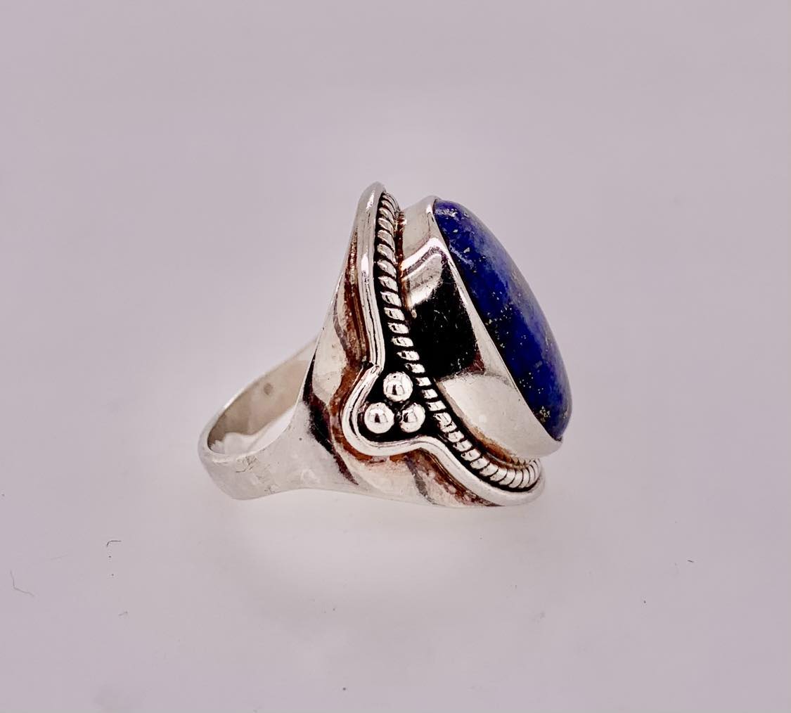 Estate Sterling Silver Lapis Ring