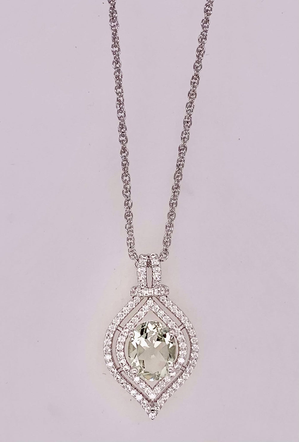 Sterling Silver and Green Quartz Necklace