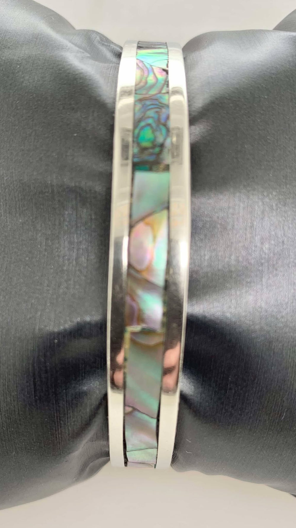 Estate Sterling Silver Abalone Slip-on Bangle