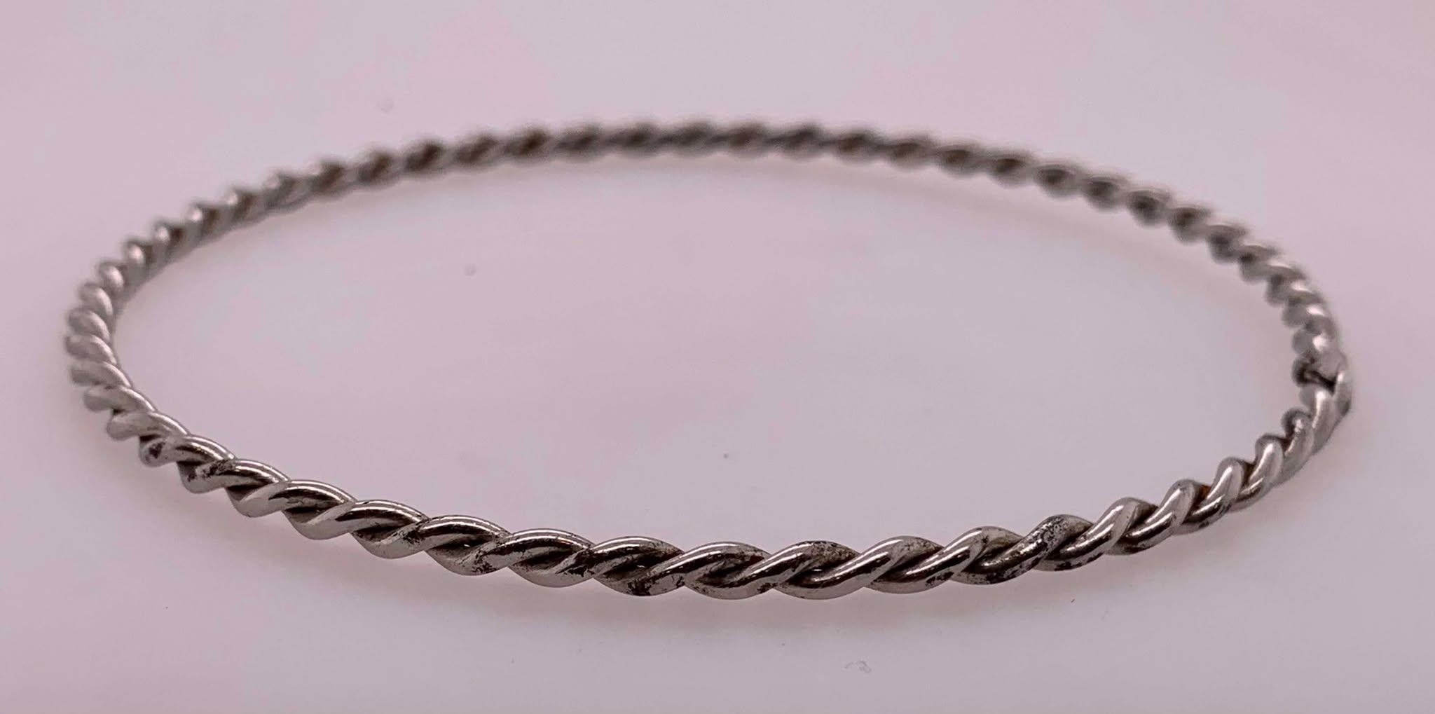 Estate Sterling Silver Slip-on Rope Bangle