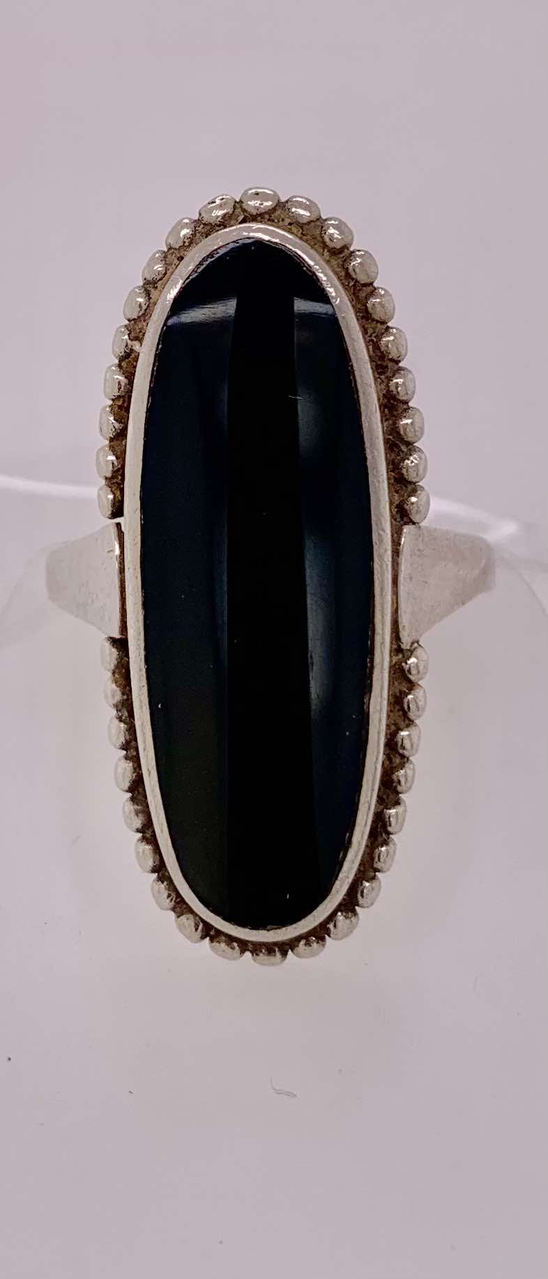 Estate Sterling Silver and Black Onyx Ring