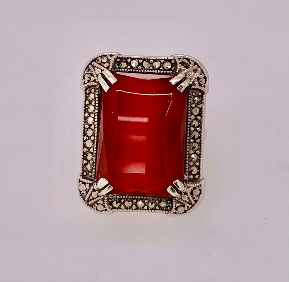 Estate Sterling Silver and Carnelian Ring