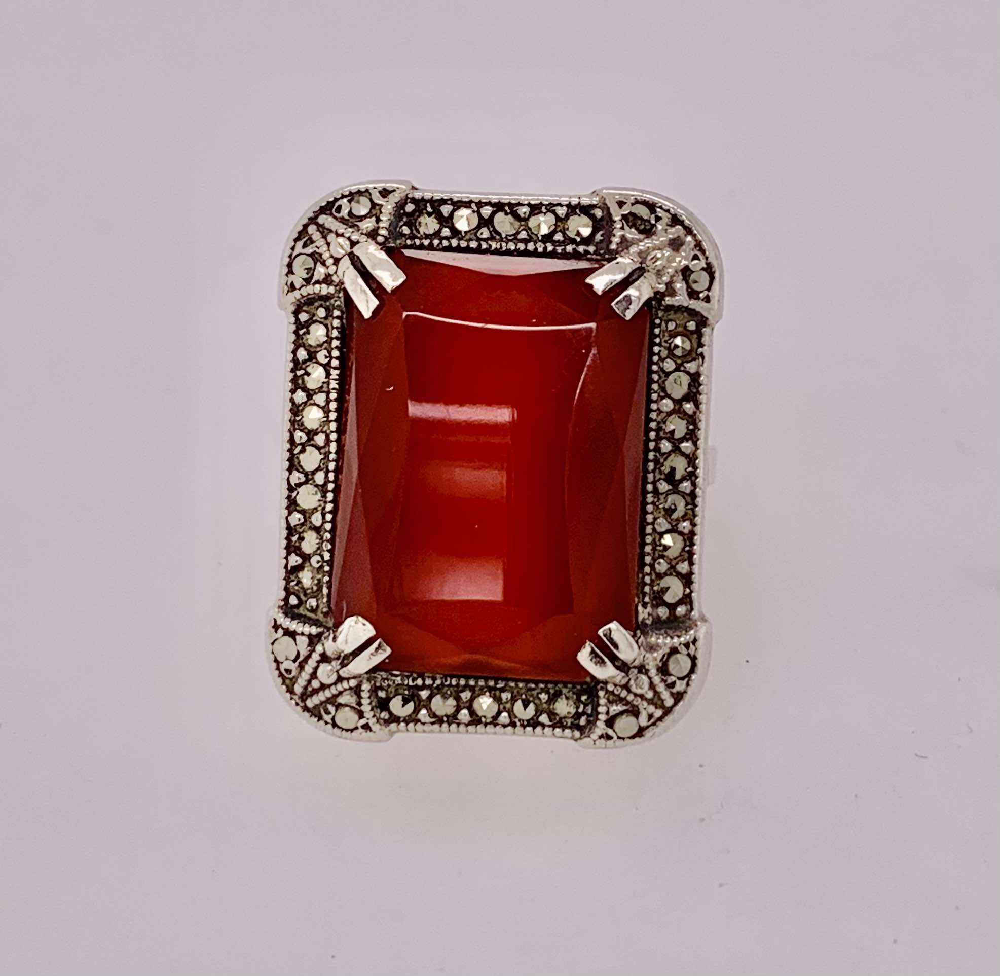 Estate Sterling Silver and Carnelian Ring
