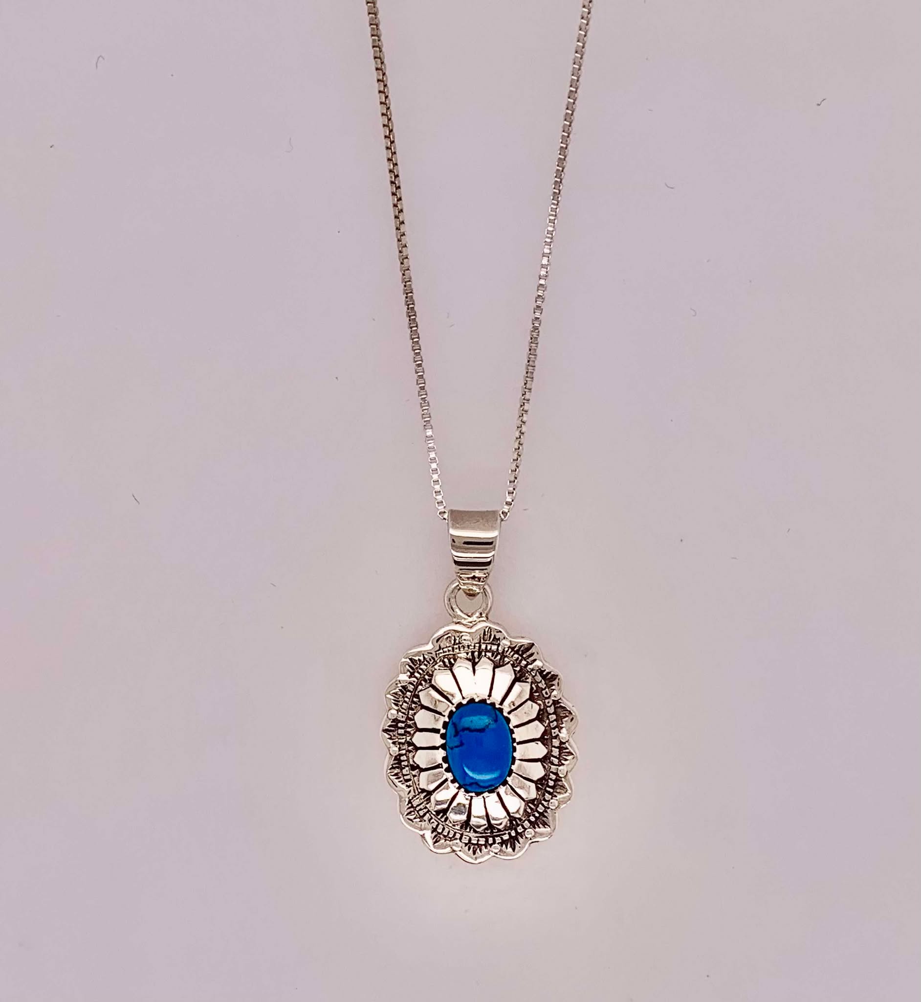 Estate Sterling Silver Turquoise Pendant