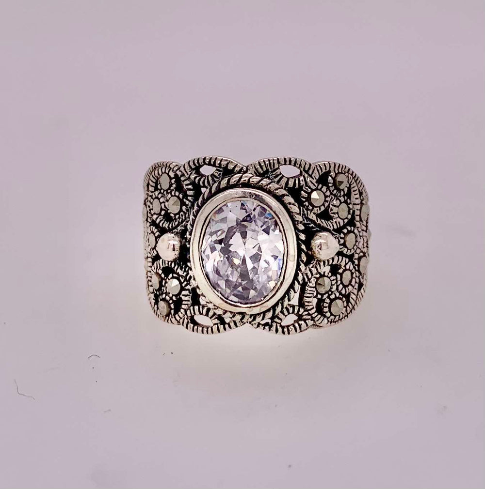Estate Sterling Silver Cubic Zirconia Ring