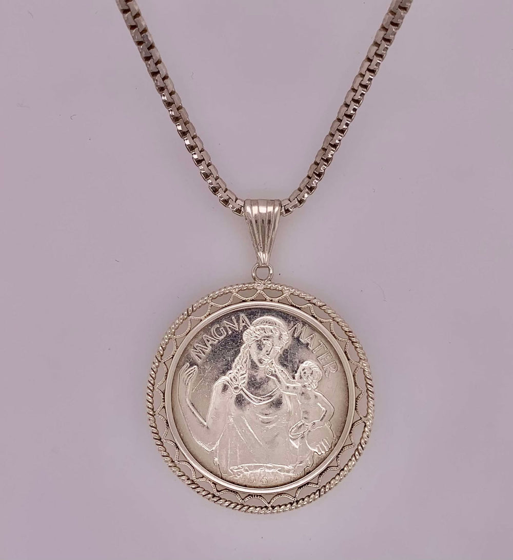 Estate 1964 Sterling Silver Vintage Coin Pendant