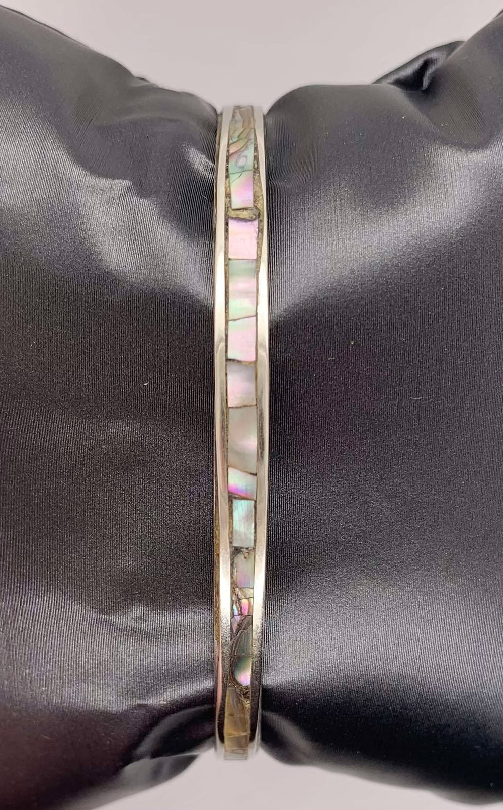 Estate Sterling Silver Abalone Slip-on Bangle