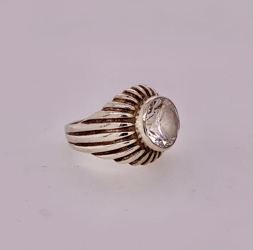 Estate Sterling Silver Cubic Zirconia Ring