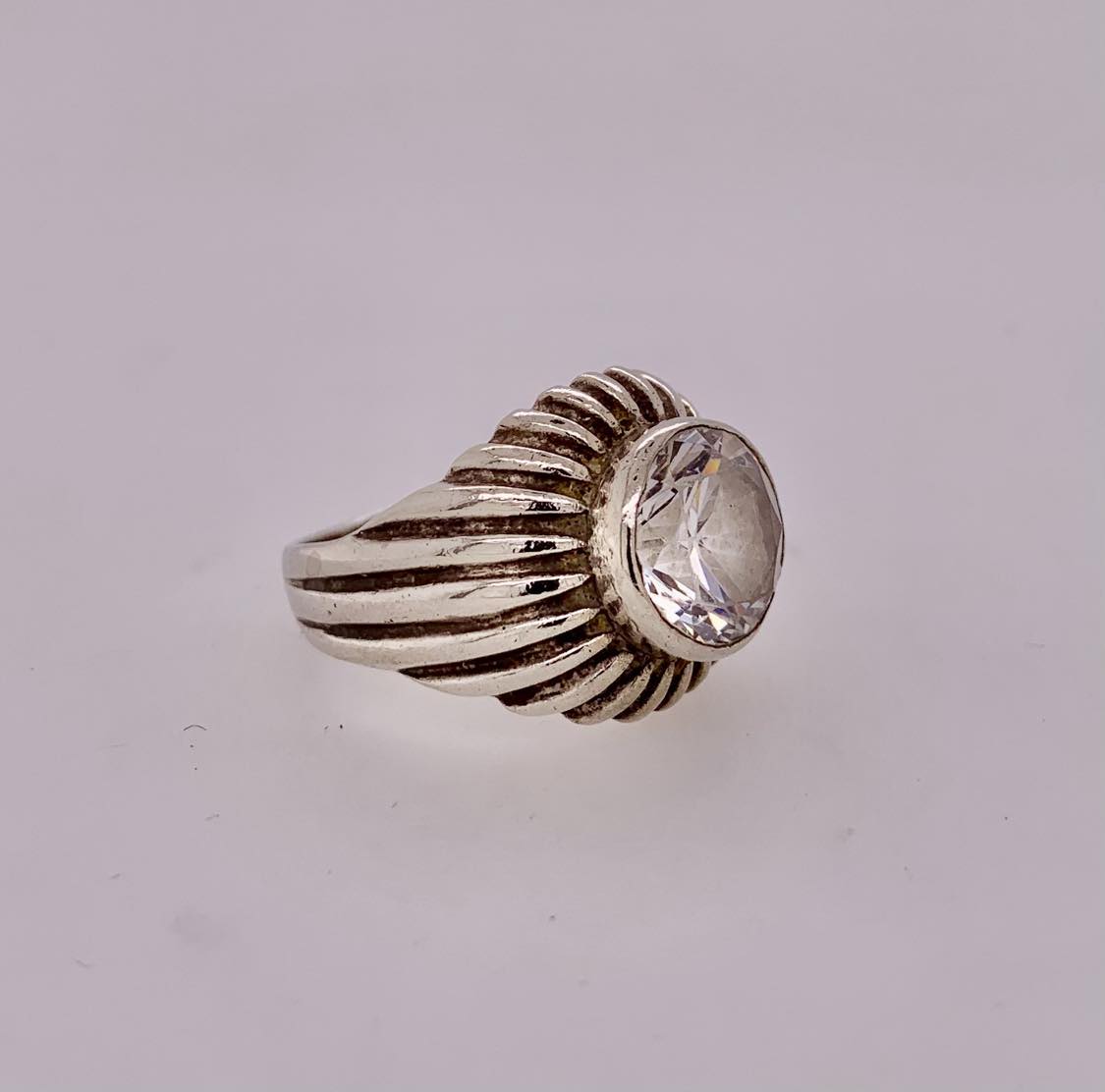 Estate Sterling Silver Cubic Zirconia Ring