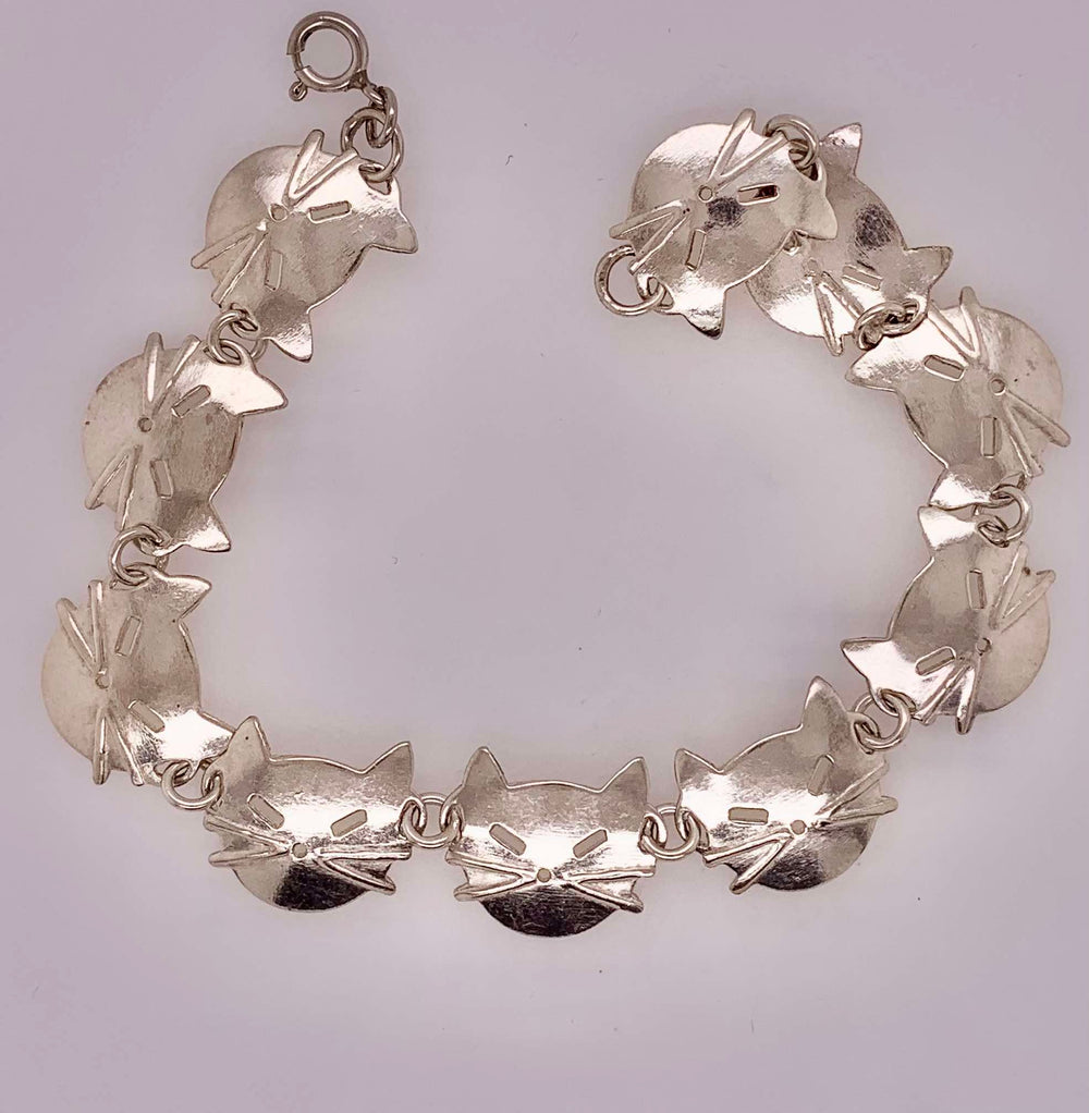 Sterling Silver Cat Face Bracelet