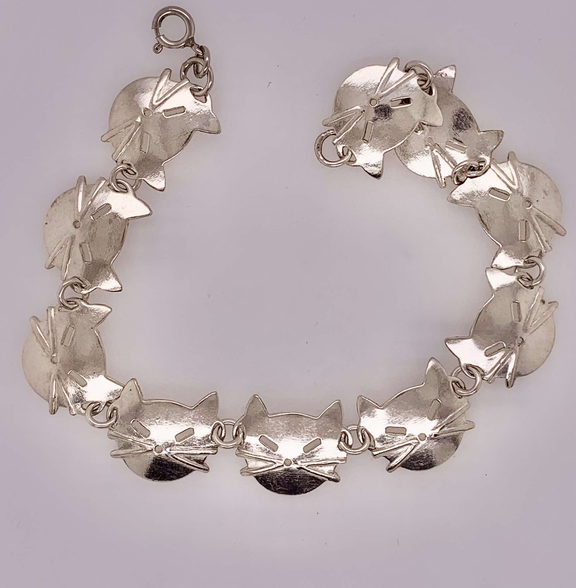Sterling Silver Cat Face Bracelet
