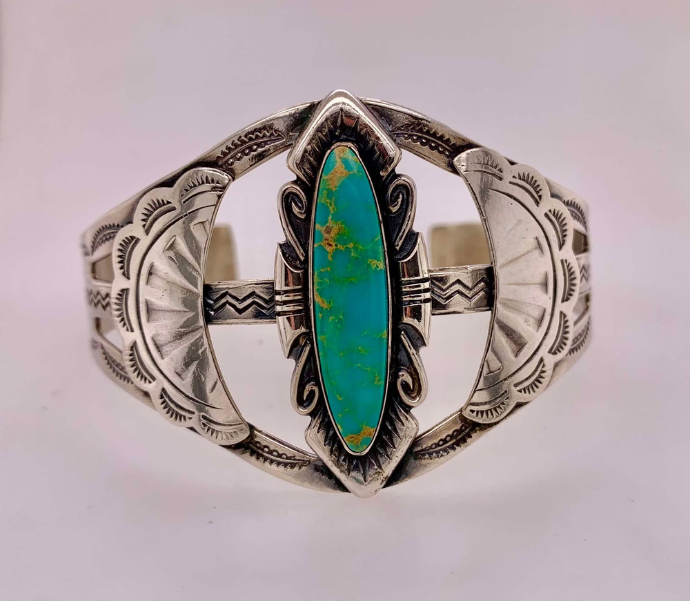 Estate Sterling Silver Turquoise Cuff Bracelet