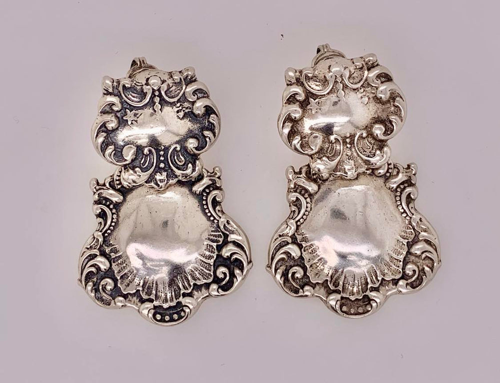 Vintage Sterling Silver Luggage Tag Earrings