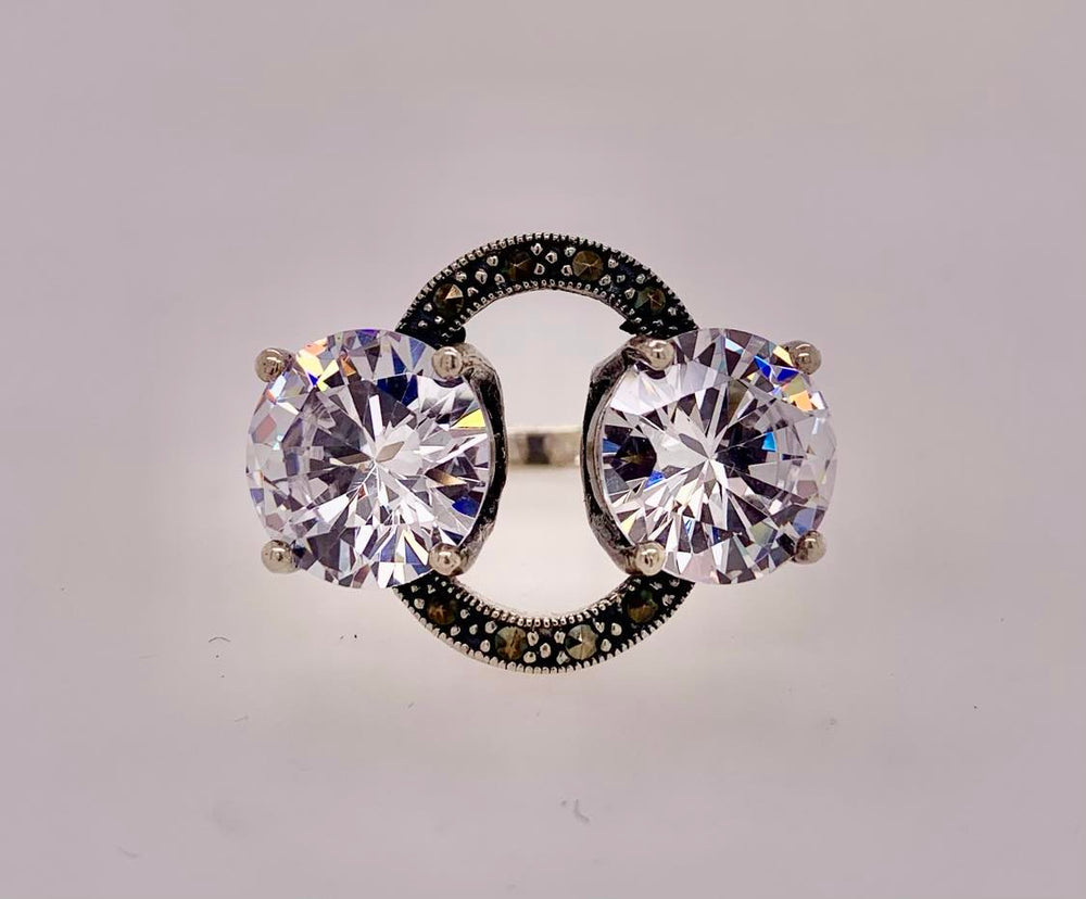 Estate Sterling Silver Cubic Zirconia Ring