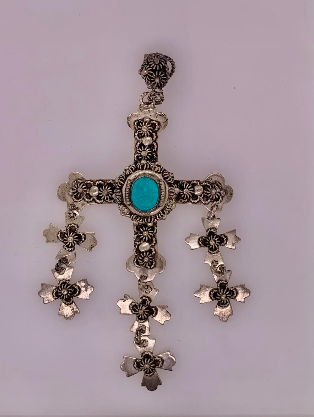 Estate Sterling Silver Taxco Mexico Cross Pendant