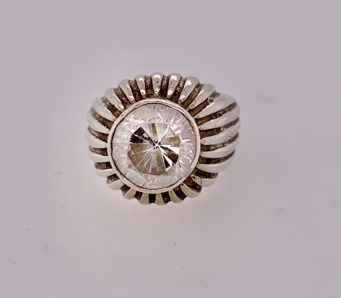 Estate Sterling Silver Cubic Zirconia Ring