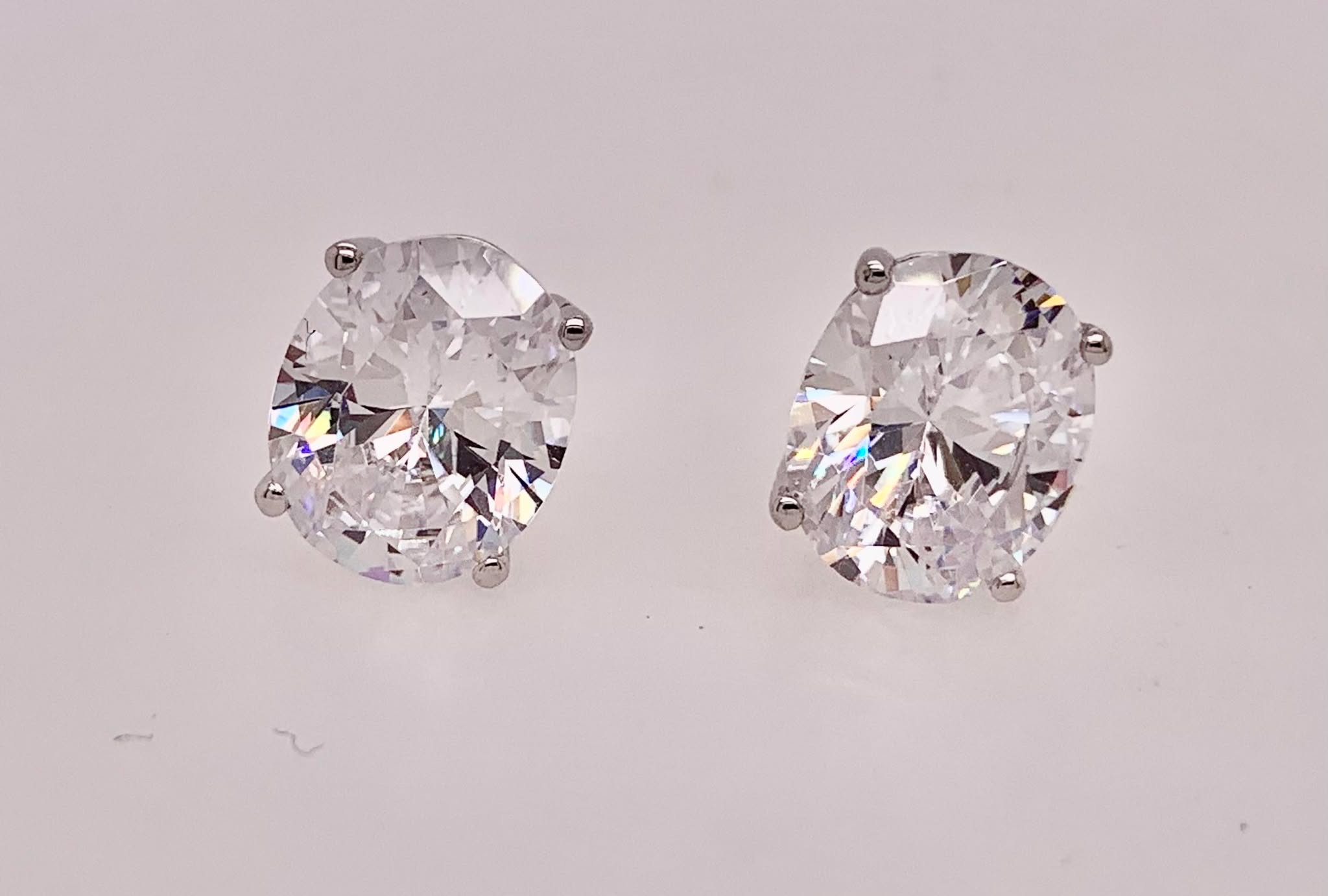 14K Oval Cubic Zirconia Earrings