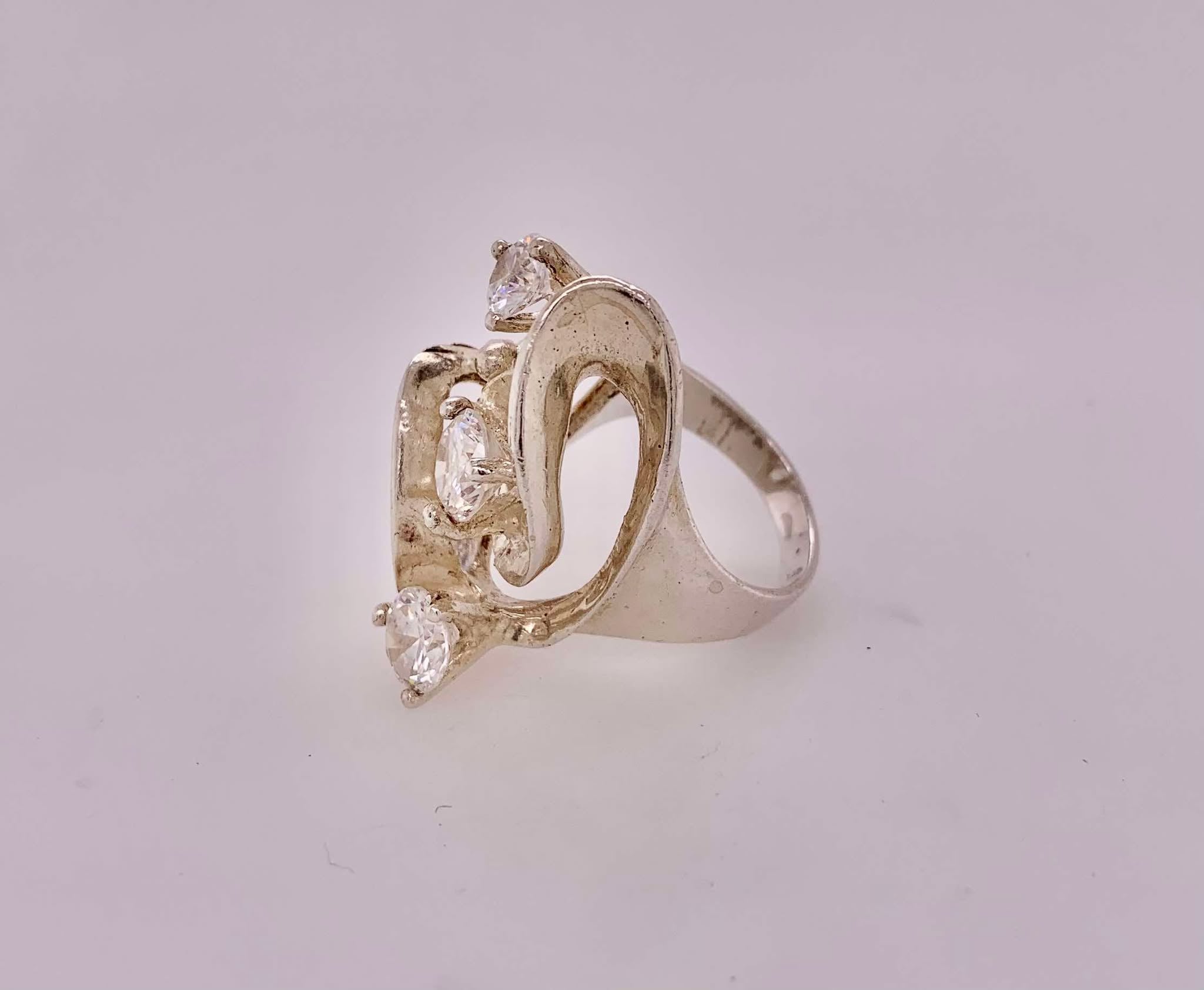 Estate Sterling Silver Cubic Zirconia Ring