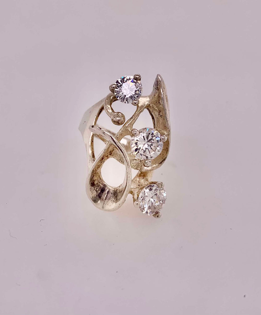 Estate Sterling Silver Cubic Zirconia Ring
