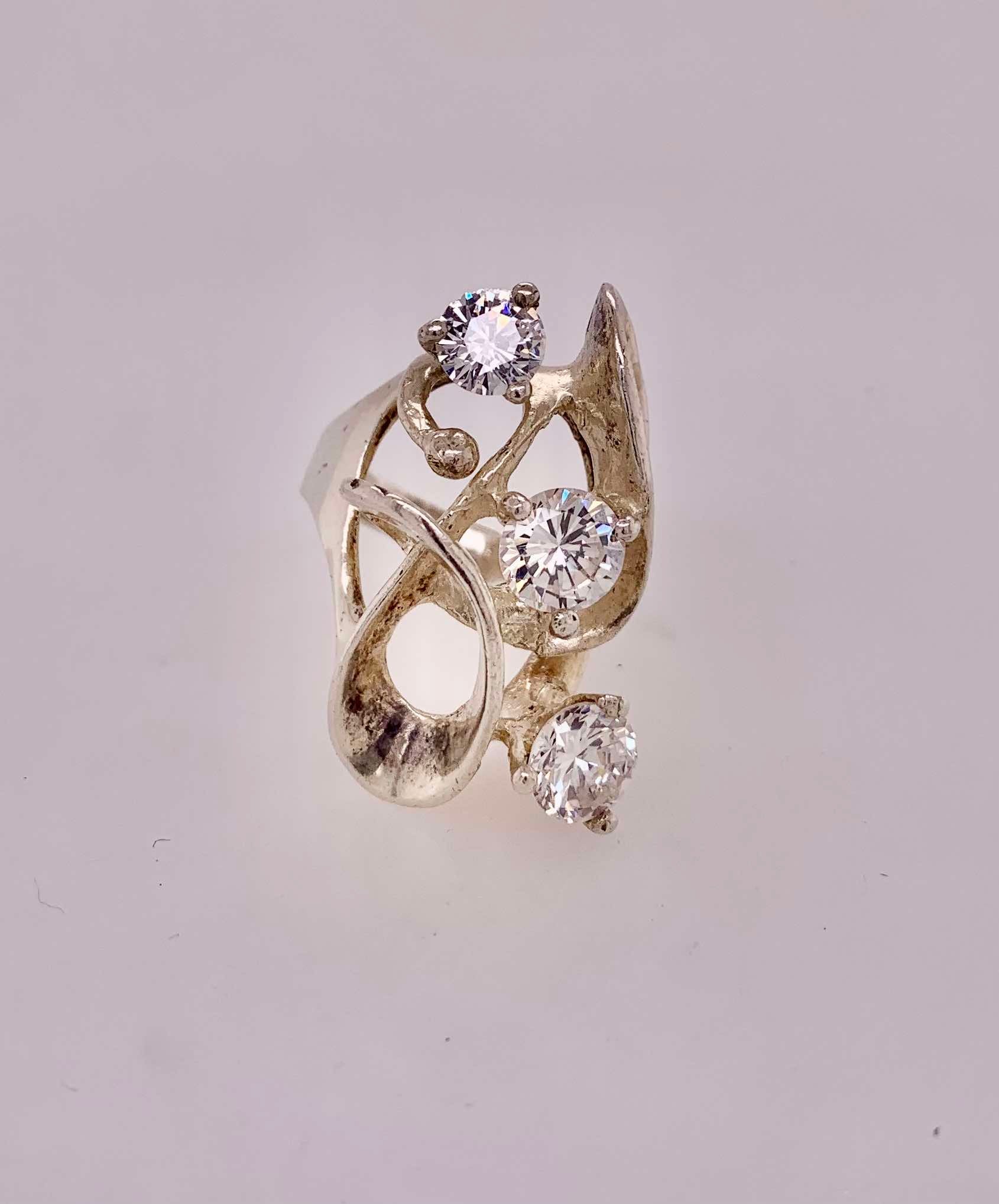 Estate Sterling Silver Cubic Zirconia Ring