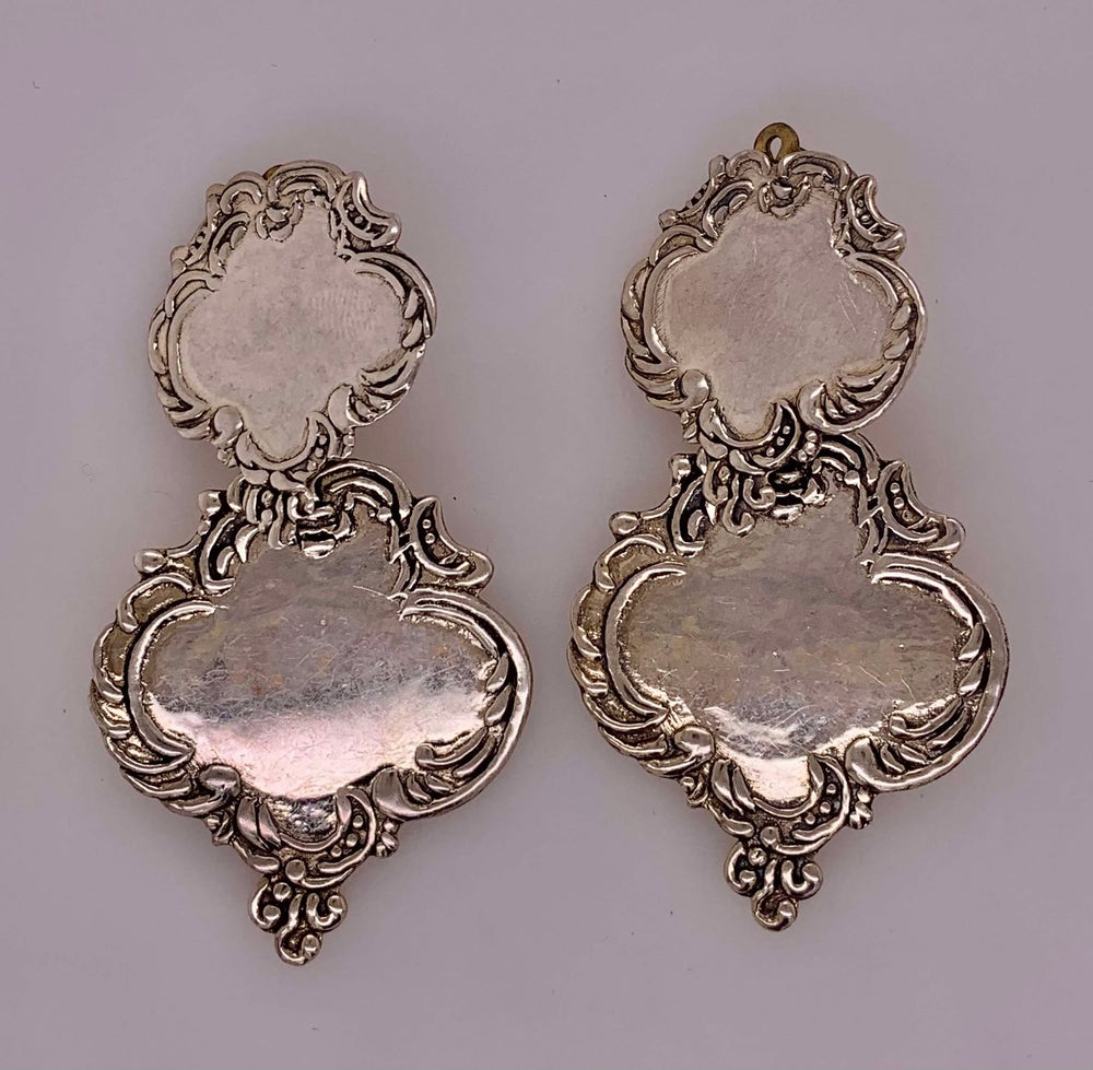 Vintage Sterling Silver Luggage Tag Earrings