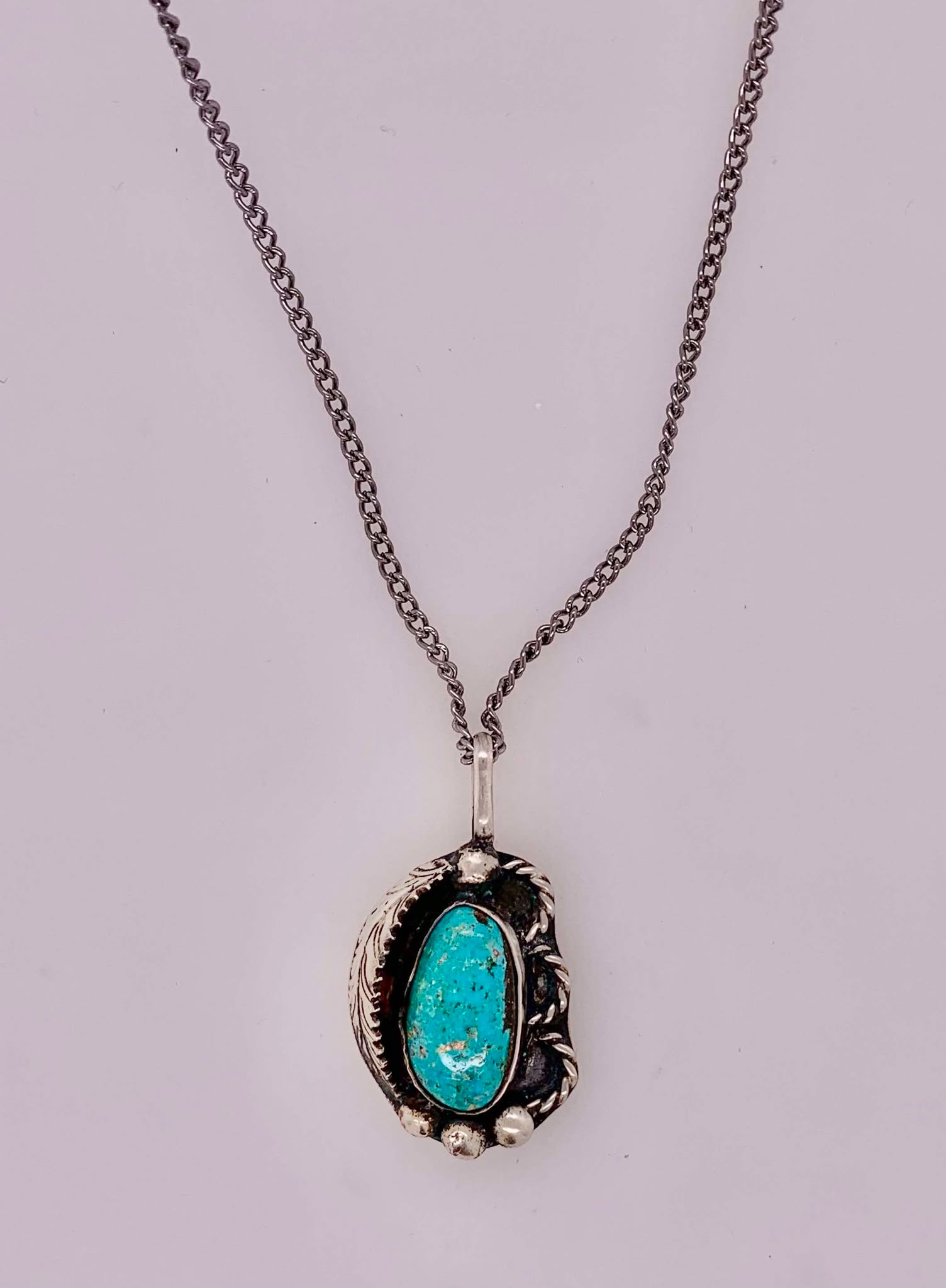 Estate Sterling Silver and Turquoise Necklace