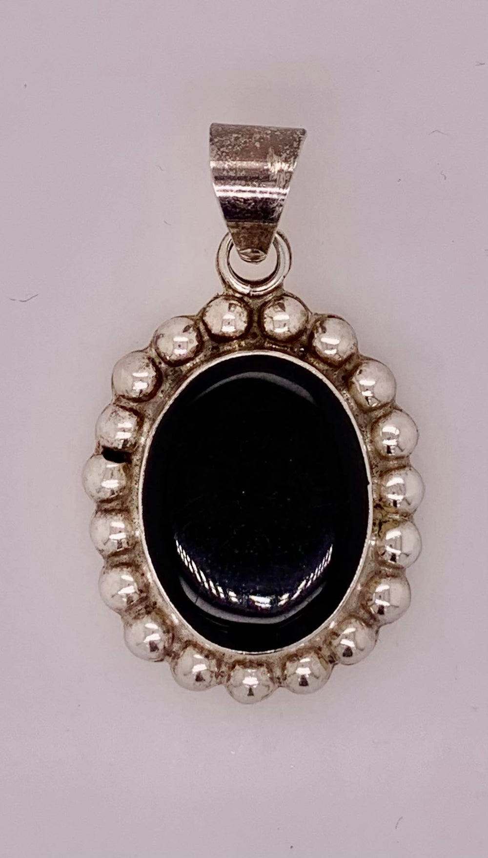 Estate Sterling Silver Black Onyx Pendant
