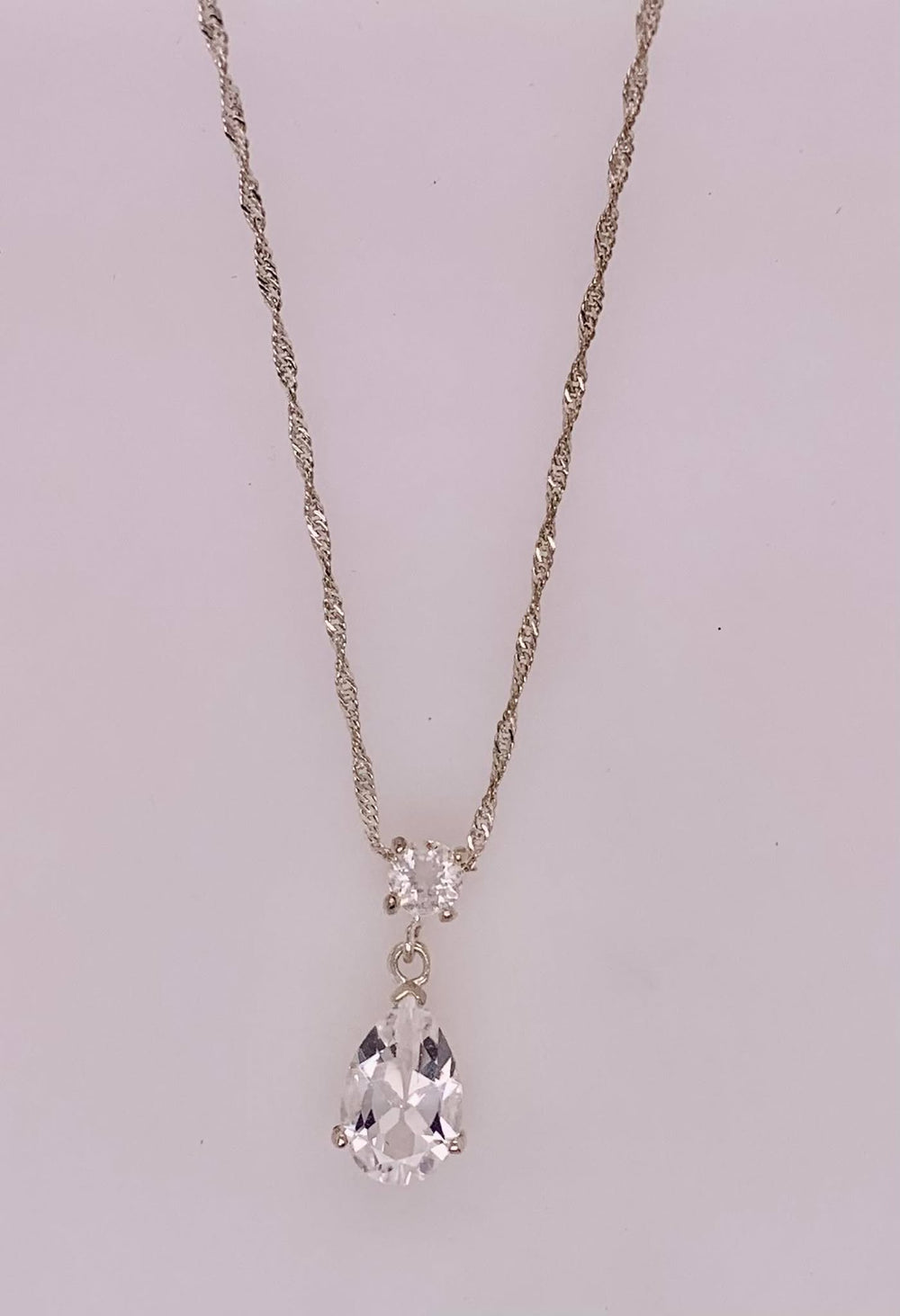 Estate Sterling Silver Cubic Zirconia Necklace