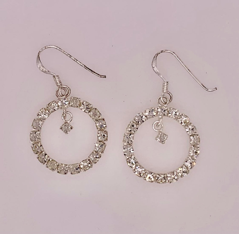 Estate Sterling Silver Cubic Zirconia Earrings