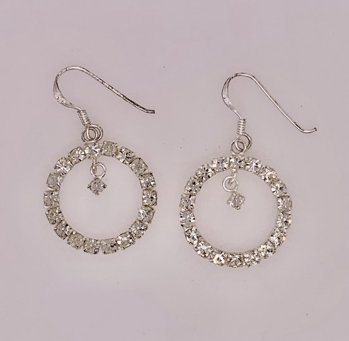 Estate Sterling Silver Cubic Zirconia Earrings
