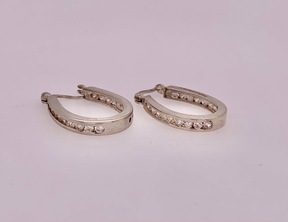 Estate Sterling Silver Cubic Zirconia Earrings