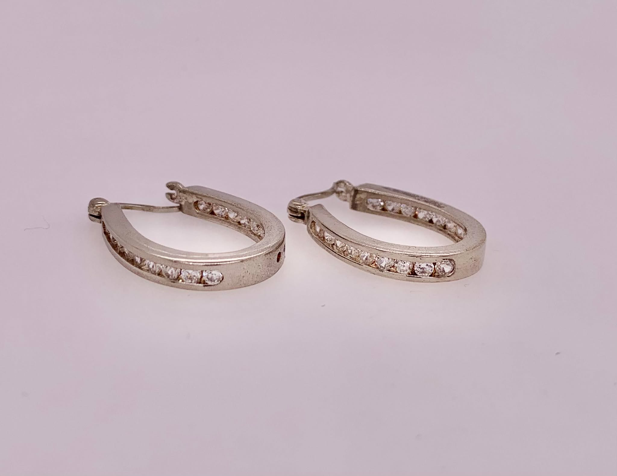 Estate Sterling Silver Cubic Zirconia Earrings