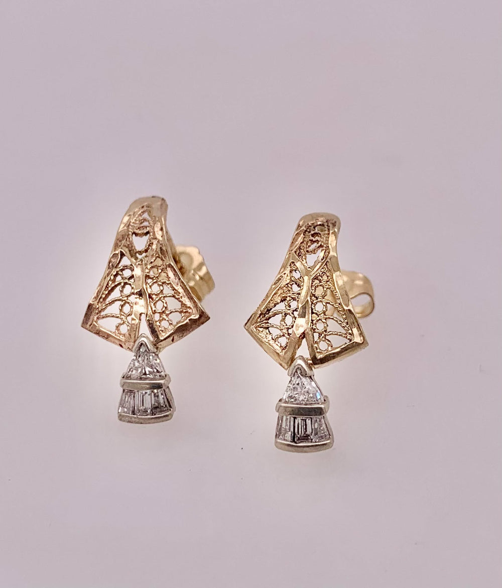 14K Gold Filigree Earrings