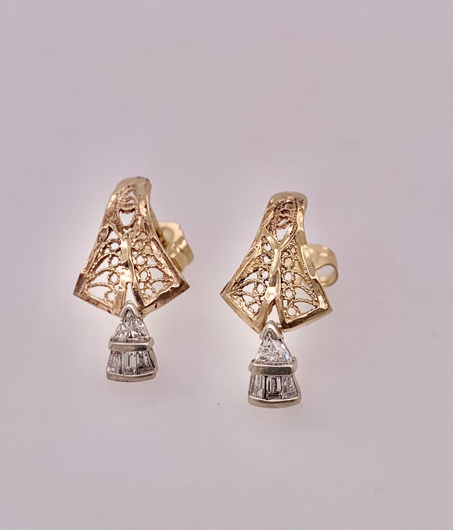14K Gold Filigree Earrings