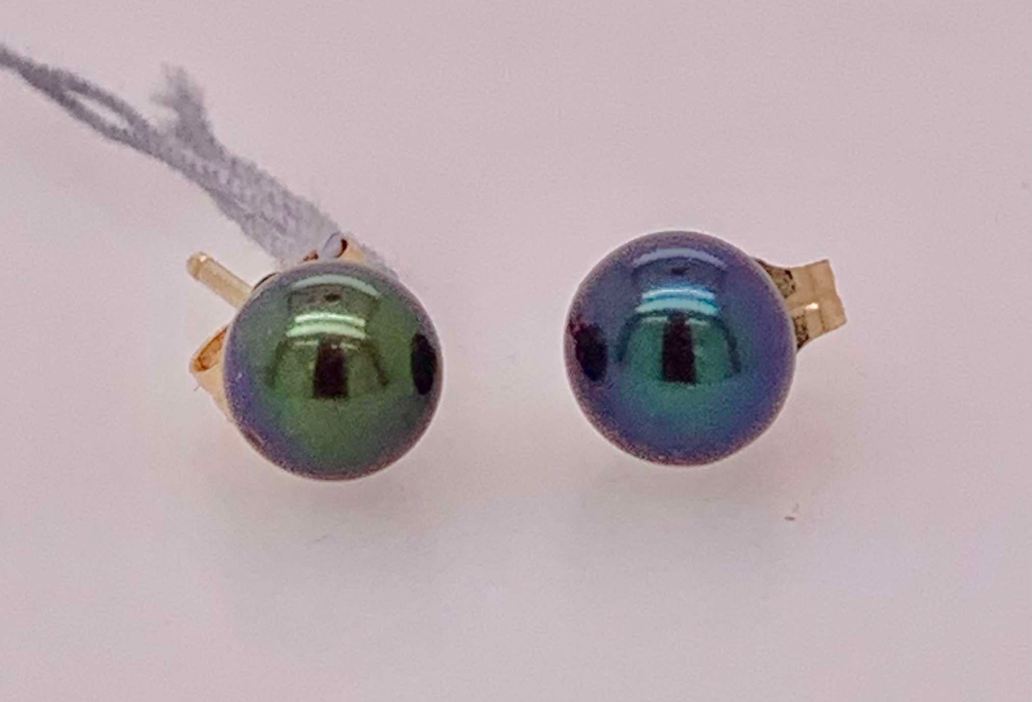 Estate Black Pearl Earrings